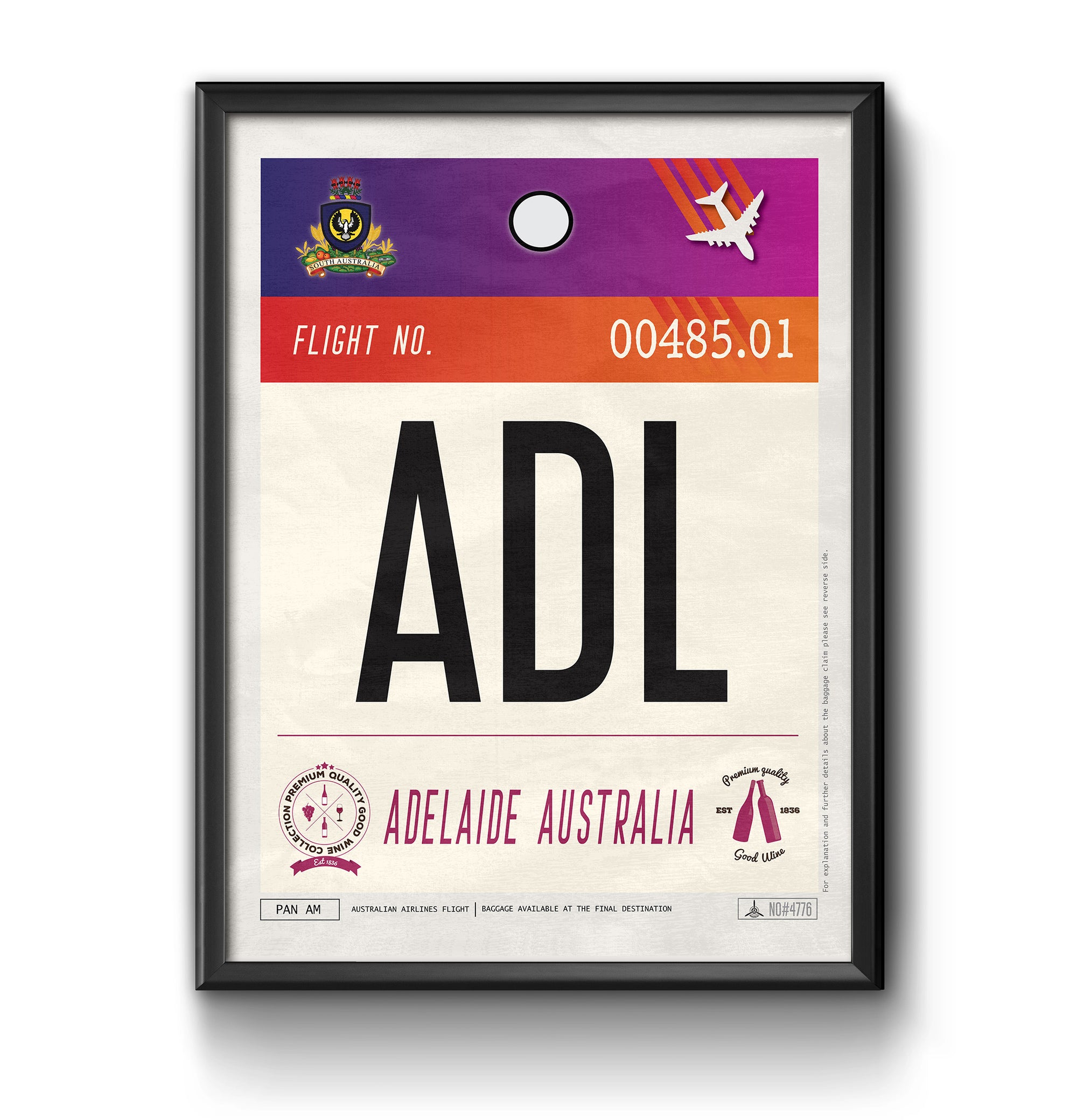 Adelaide australia ADL airport tag poster luggage tag 