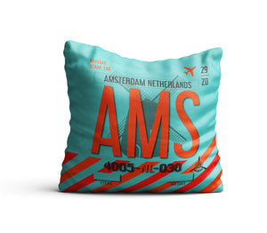 Amsterdam Netherlands AMS pillow airport tag