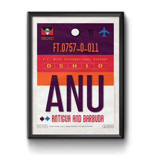 Antigua and Barbuda - ANU Airport Code Poster