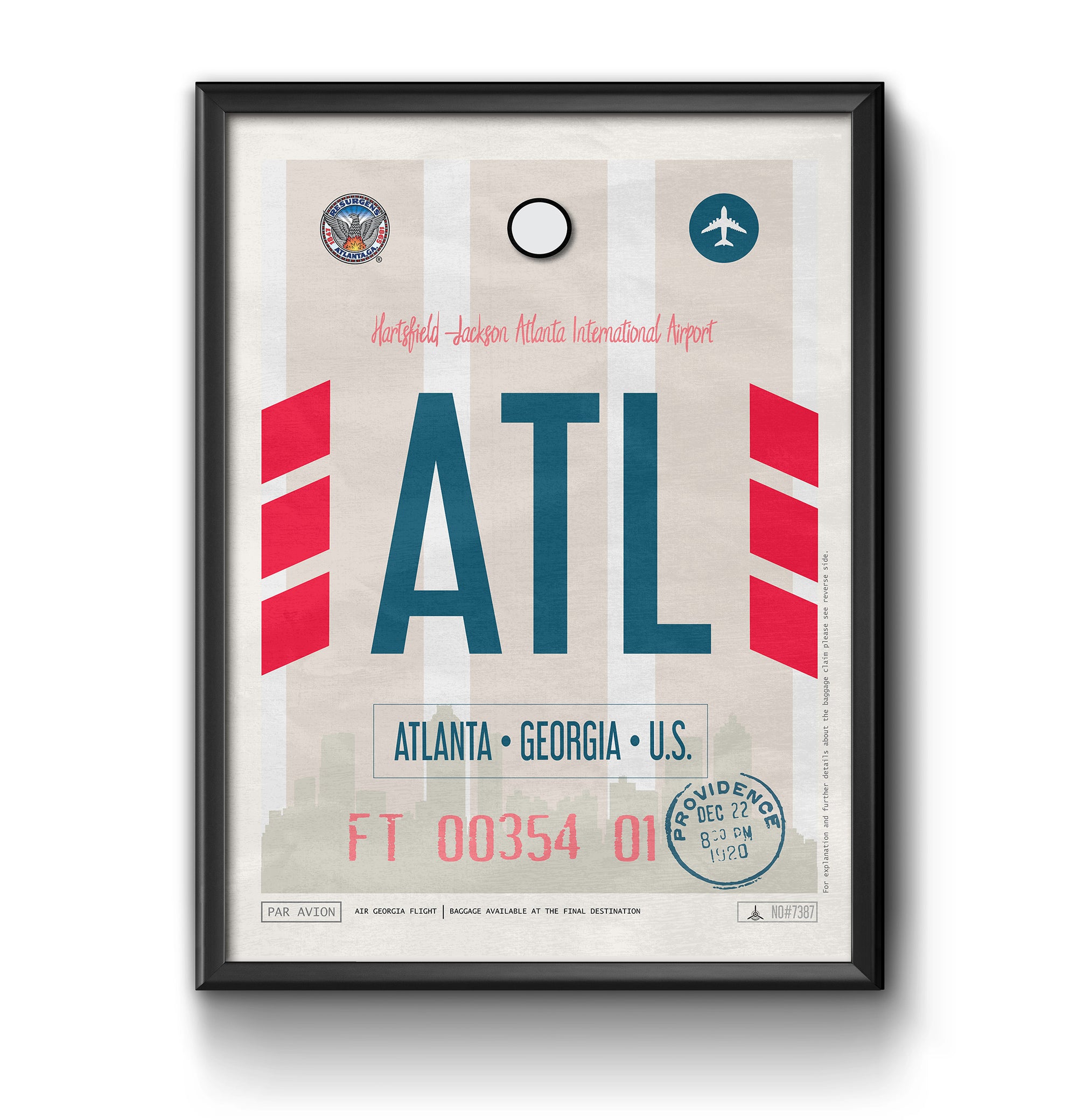 Atlanta Georgia ATL airport tag poster luggage tag 