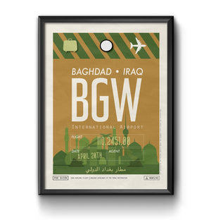 Baghdad, Iraq - BGW Airport Code Poster