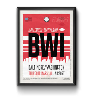 Baltimore, Washington USA - BWI Airport Code Poster