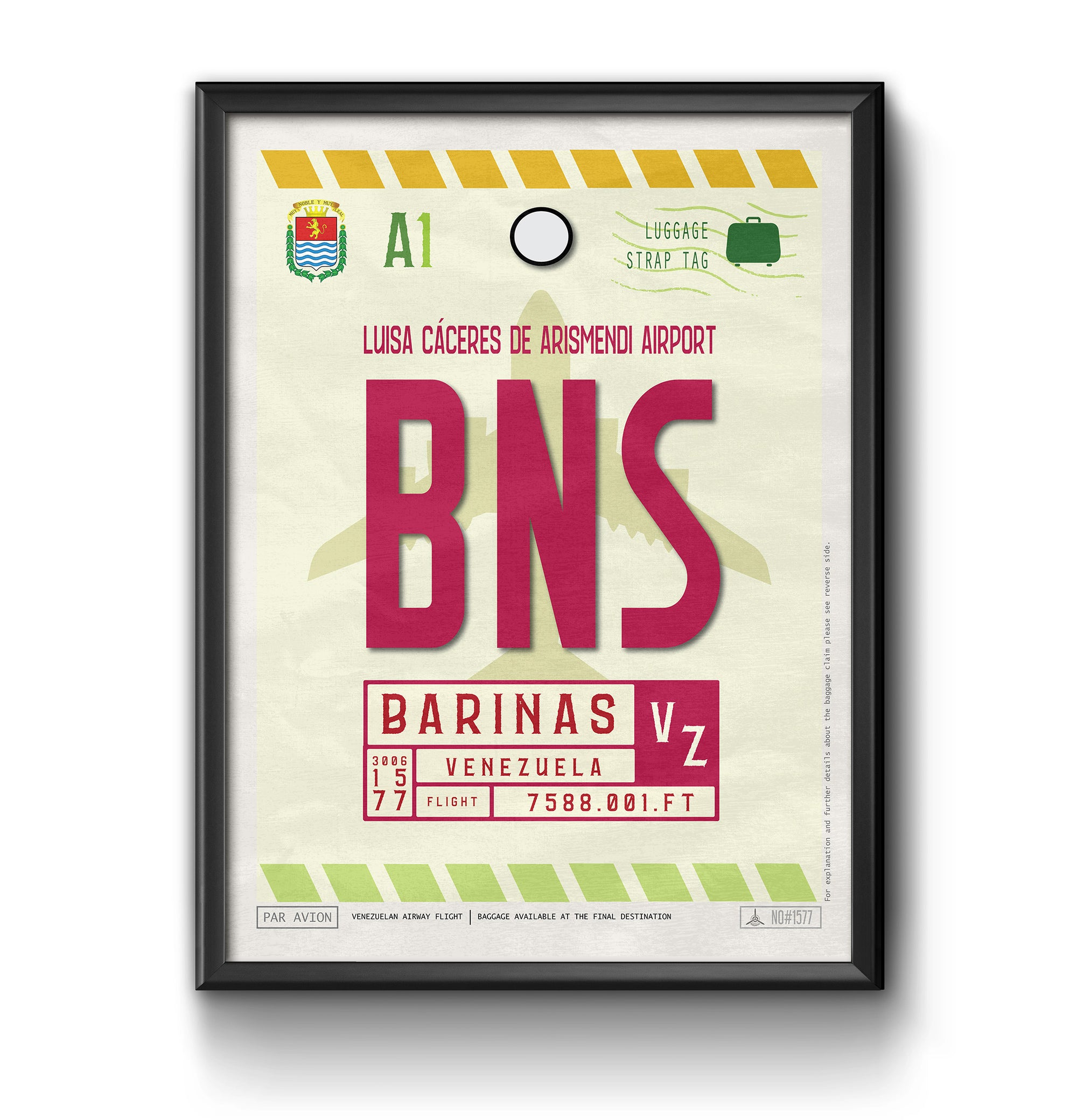 Barinas Venezuela BNS airport tag poster luggage tag 