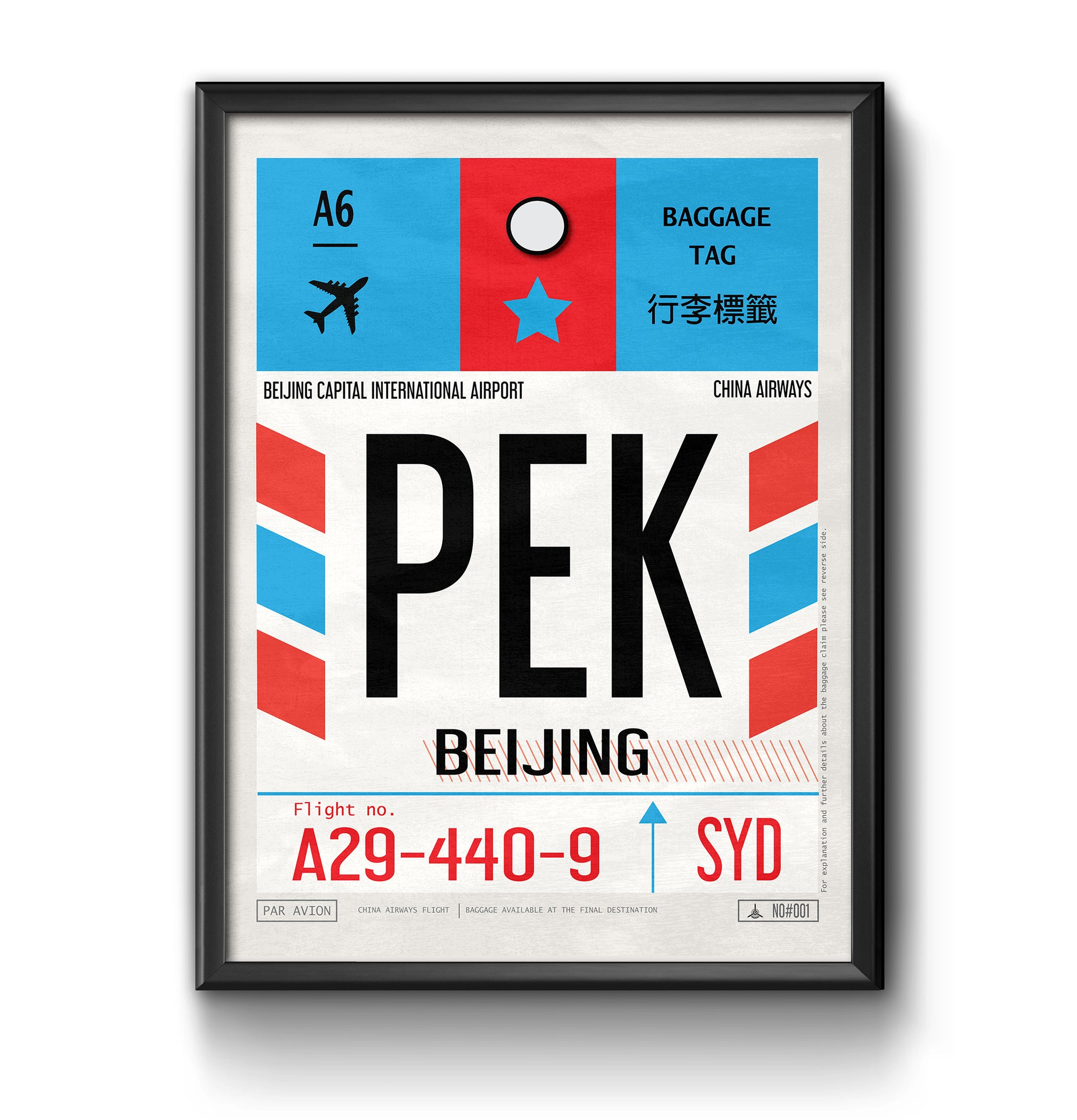 Beijing China PEK airport tag poster luggage tag 