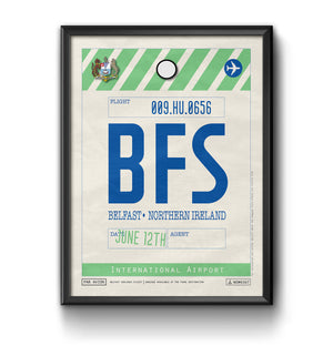 Belfast, Northern Ireland, UK - BFS Airport Code Poster