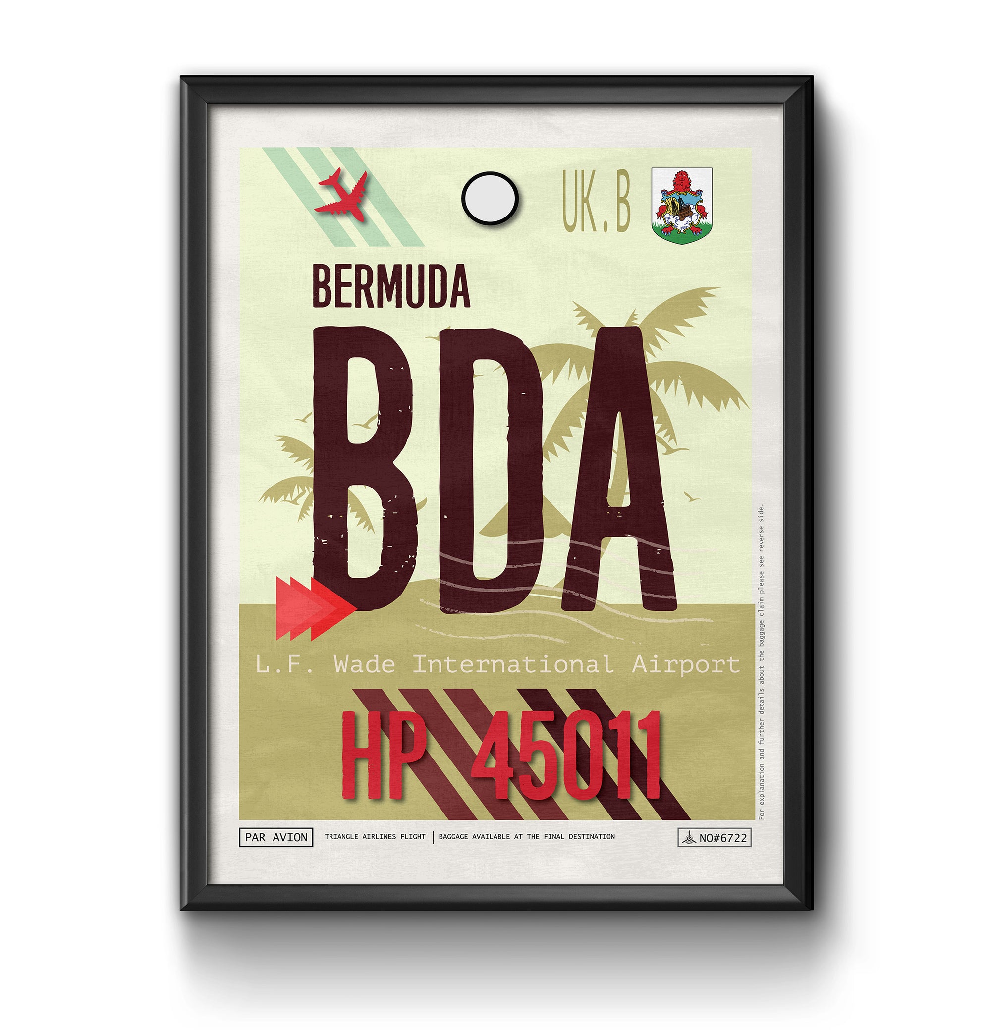 Bermuda BDA airport tag poster luggage tag 