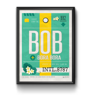 Bora Bora BOB airport tag poster luggage tag 