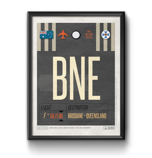 Brisbane Queensland BNE airport tag poster luggage tag 