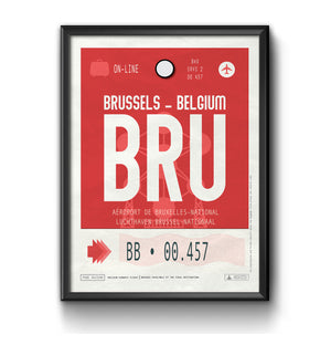 Brussels, Belgium - BRU Airport Code Poster