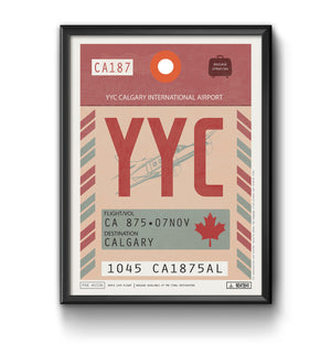 Calgary canada YYC airport tag poster luggage tag 