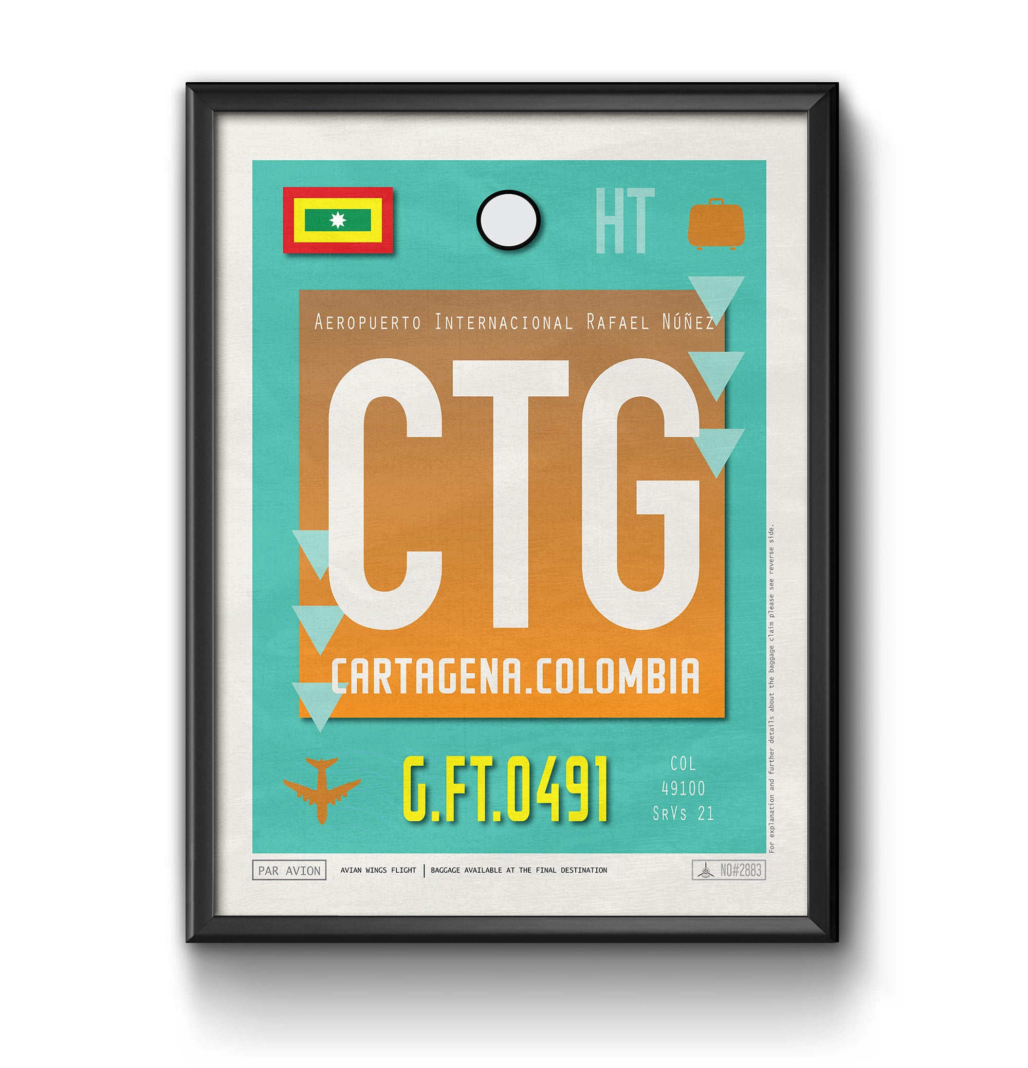 Cartagena, Colombia - CTG Airport Code Poster