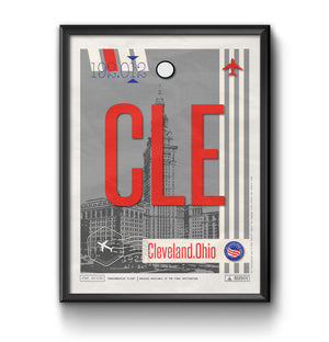 Cleveland Ohio CLE airport tag poster luggage tag 