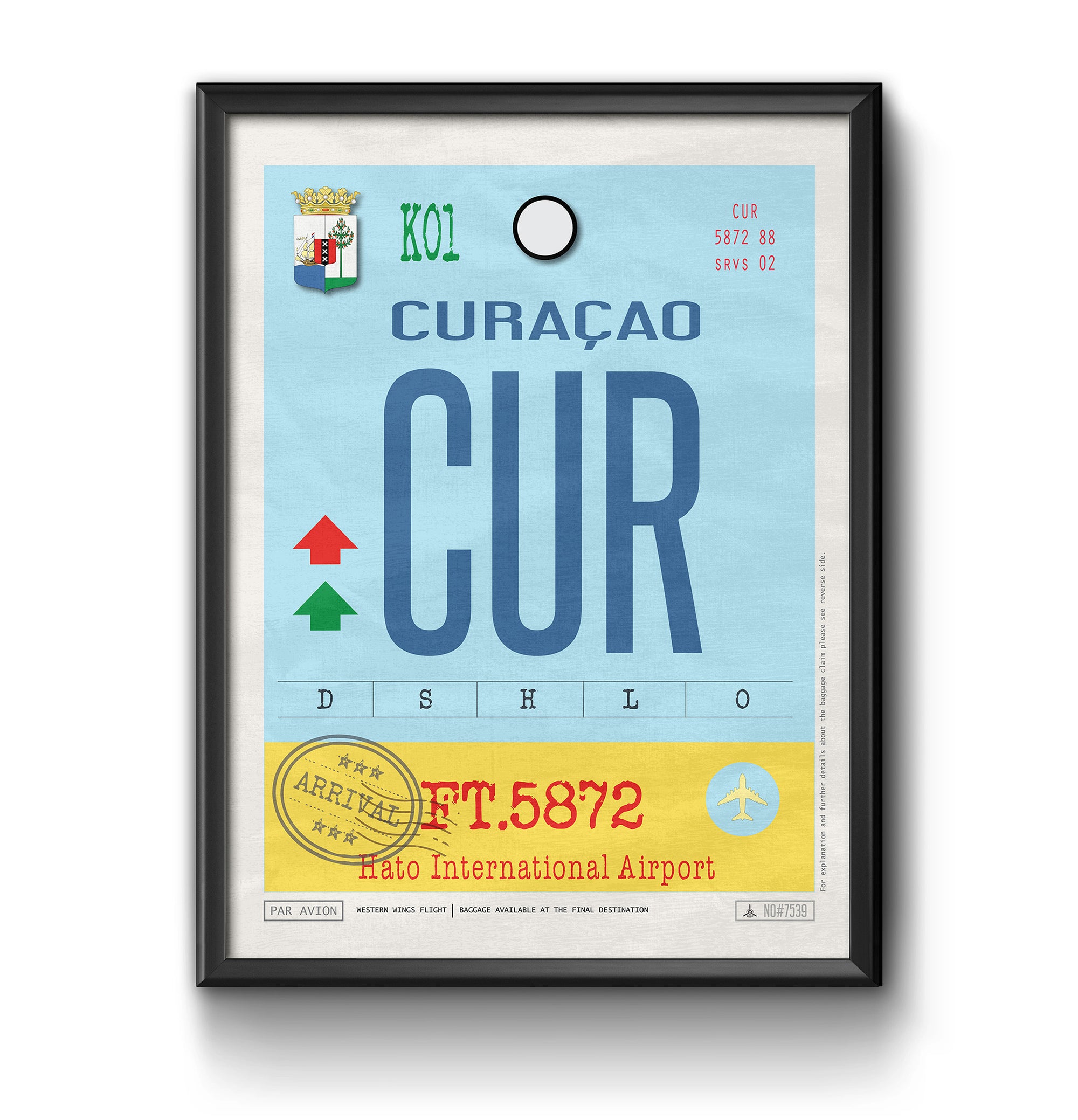 Curacao, Carribbean - CUR Airport Code Poster