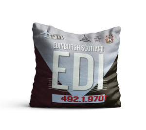 Edinburgh Scotland EDI pillow airport tag