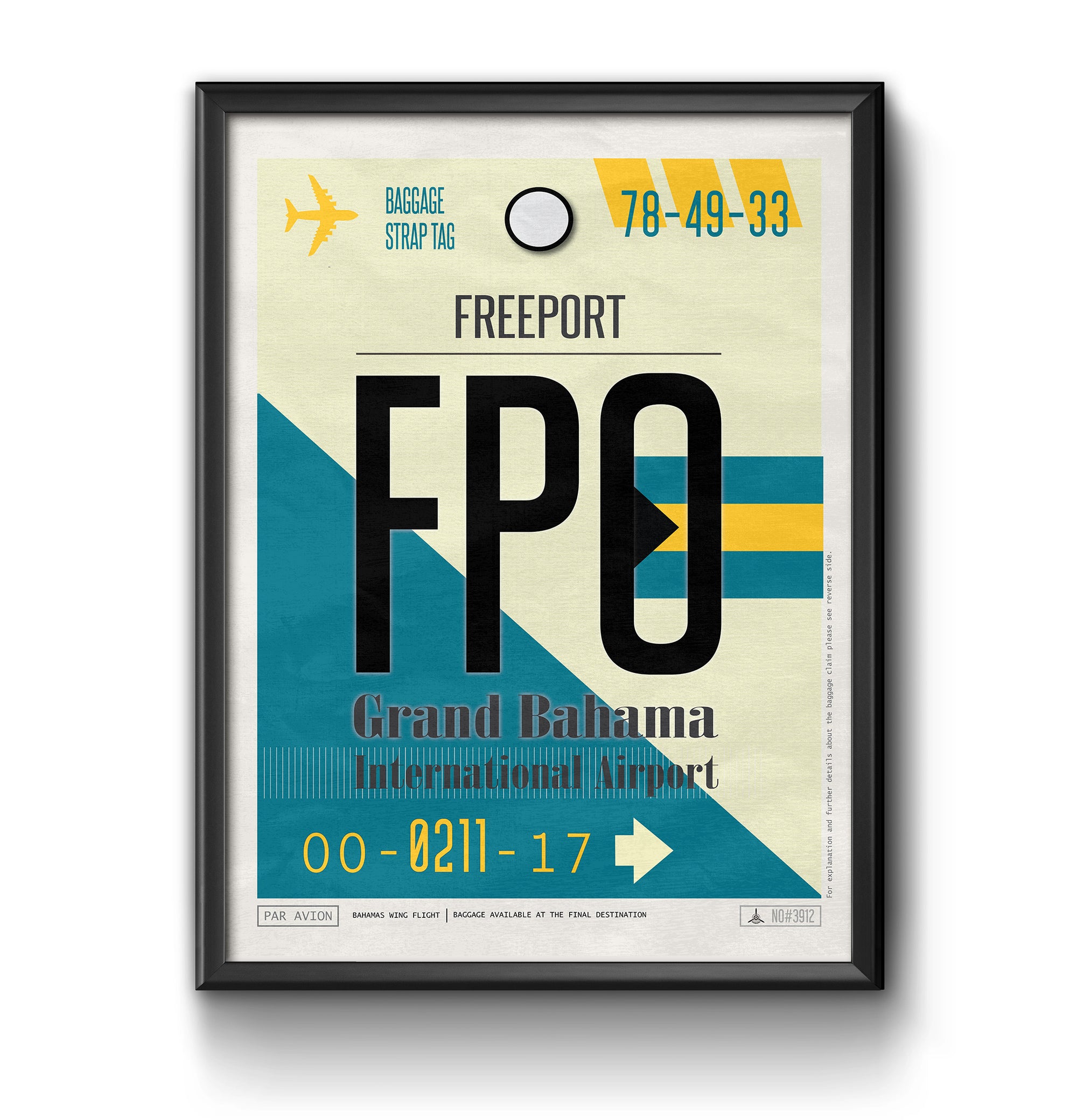 Freeport Grand bahama FPO airport tag poster luggage tag 