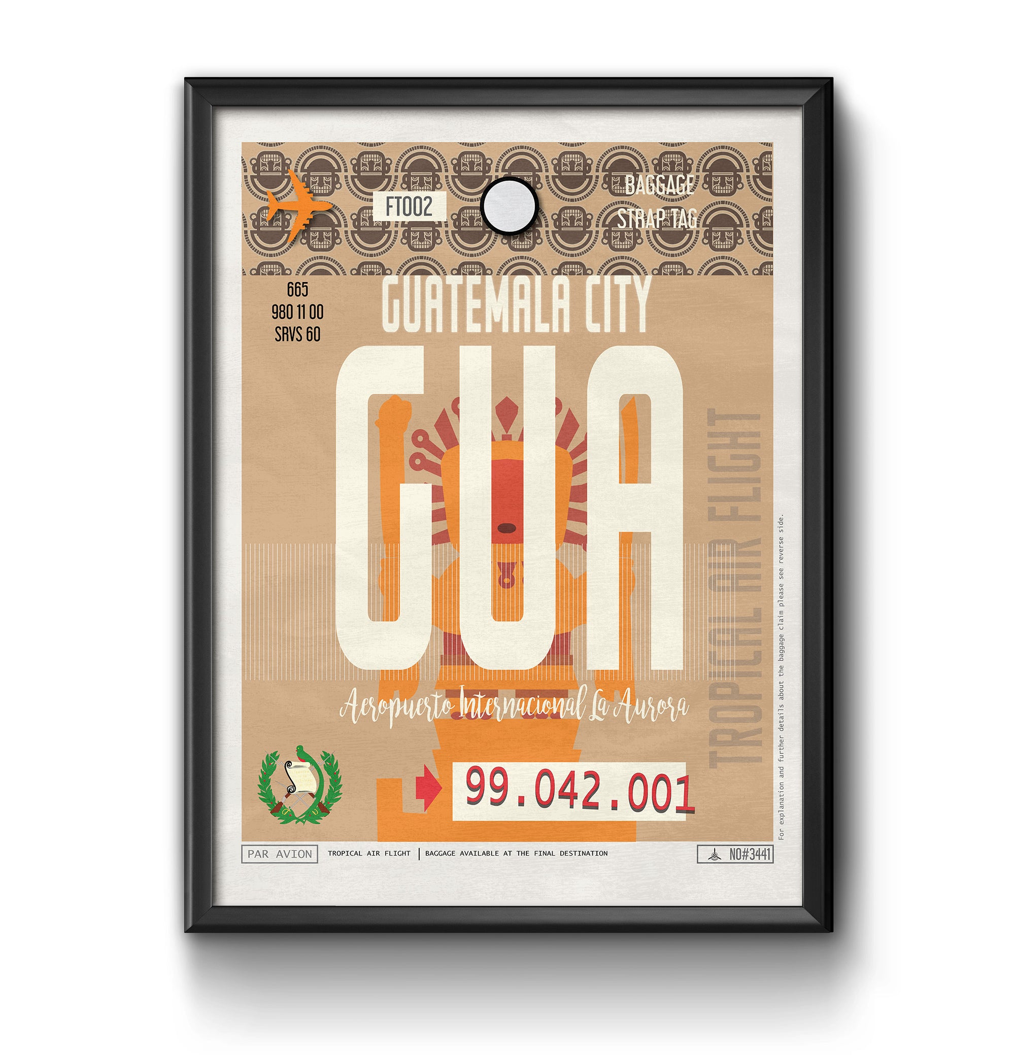 Guatemala GUA airport tag poster luggage tag 