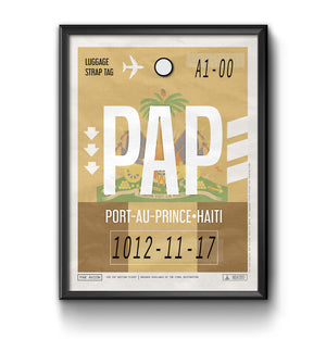 Port au prince Haiti PAP airport tag poster luggage tag 