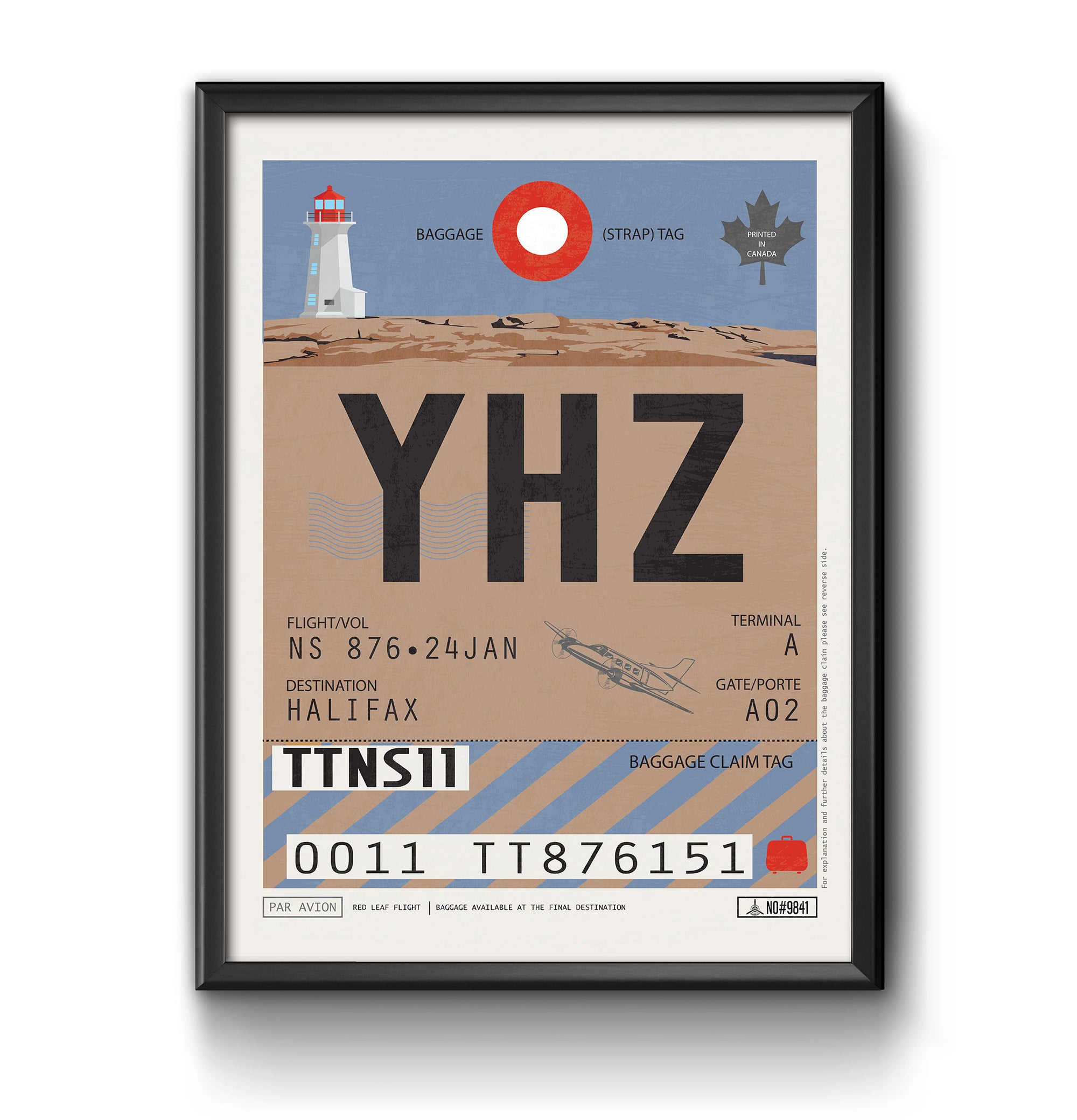 Halifax Canada YHZ airport tag poster luggage tag 