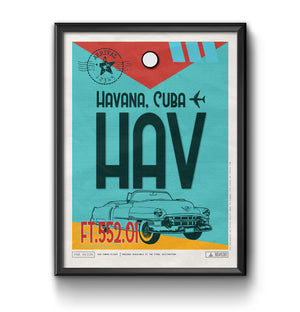 Havana Cuba HAV airport tag poster luggage tag 