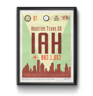 Houston texas IAH airport tag poster luggage tag 