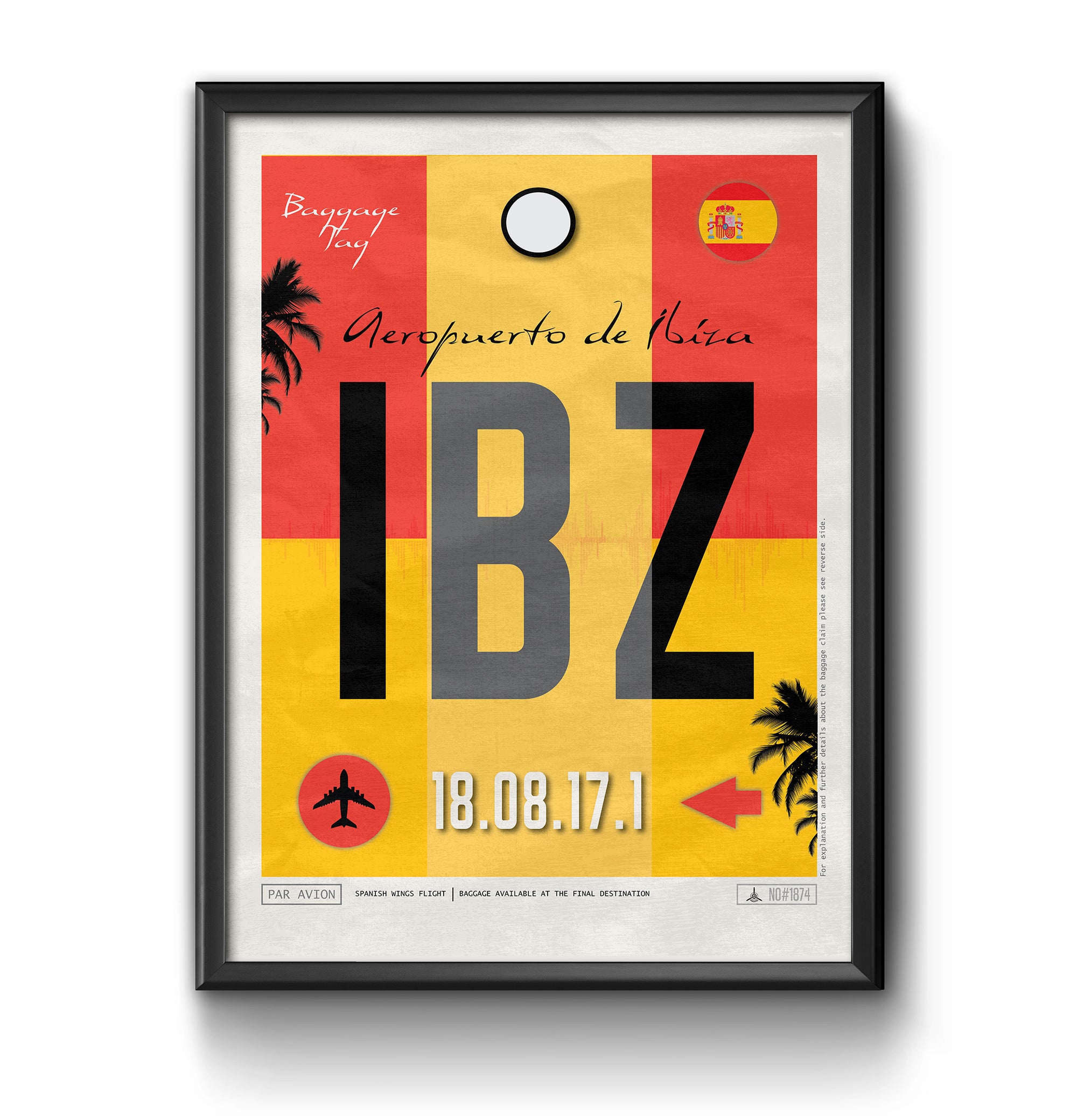 Ibiza spain IBZ airport tag poster luggage tag 