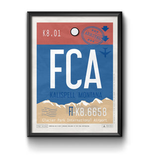 Kalispell, Montana - FCA Airport Code Poster