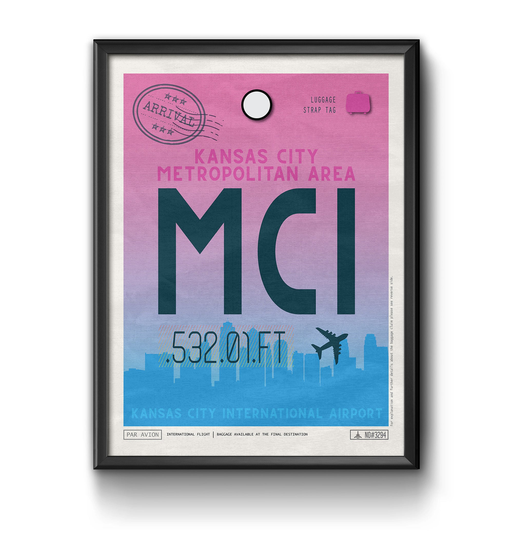 Kansas City, Kansas, USA - MCI Airport Code Poster