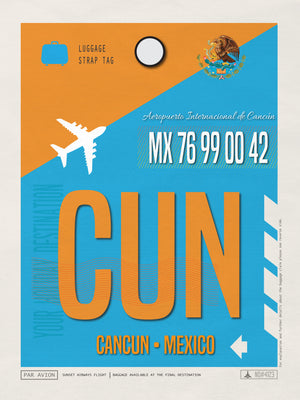 Cancun, Mexico - CUN Airport Code Poster