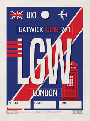 London Gatwick, UK - LGW Airport Code Poster