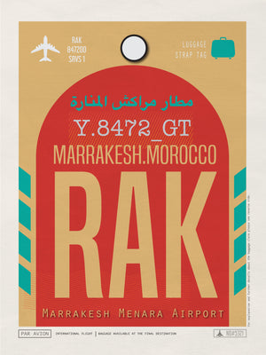 Marrakesh, Morocco - RAK Airport Code Poster