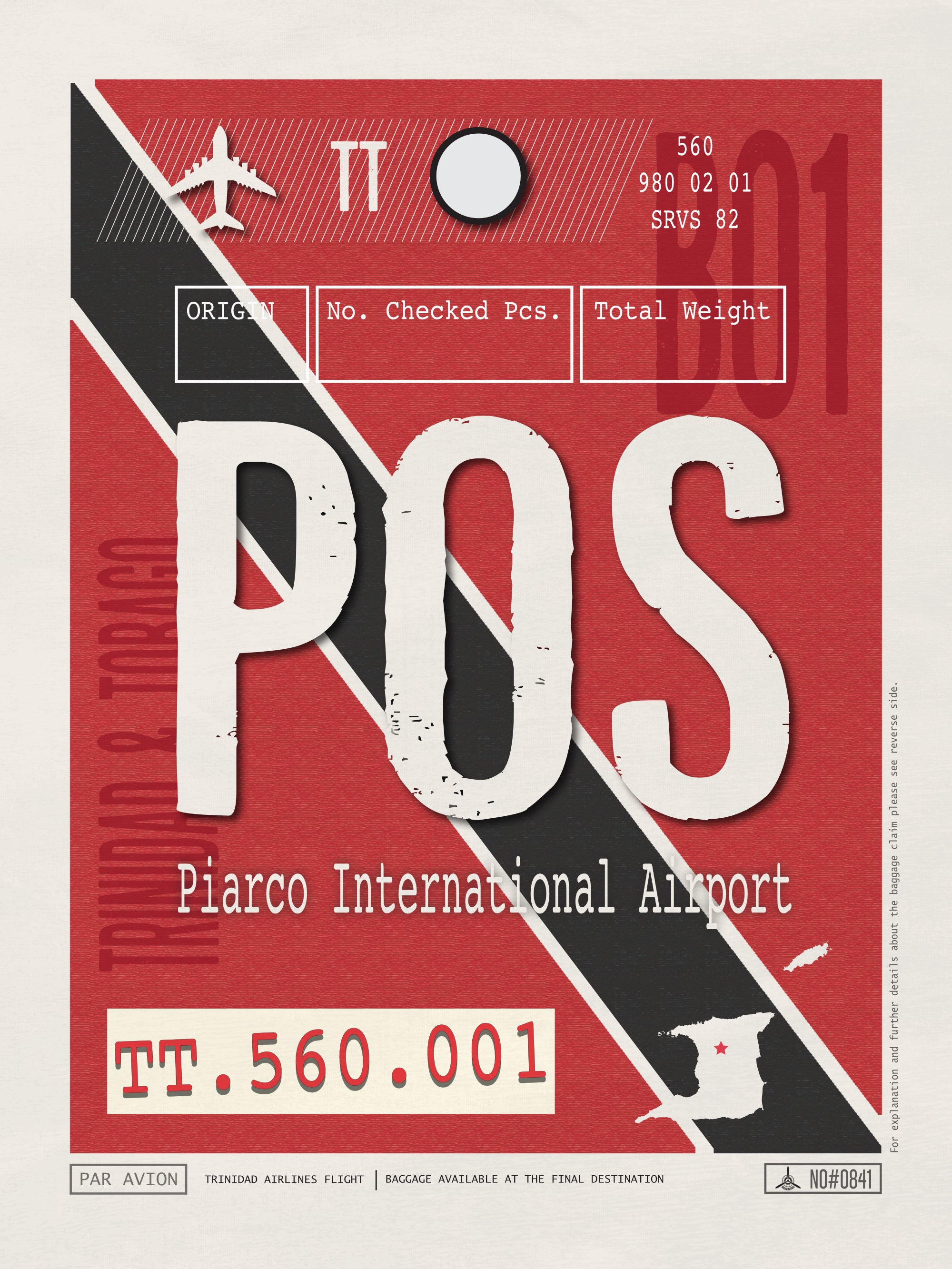 Piarco, Trinidad Tobago - POS Airport Code Poster