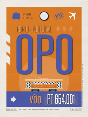 Porto, Portugal - OPO Airport Code Poster