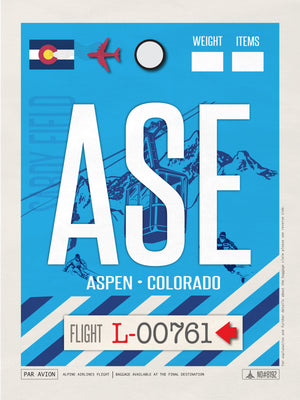 Aspen, Colorado - ASE Airport Code Poster