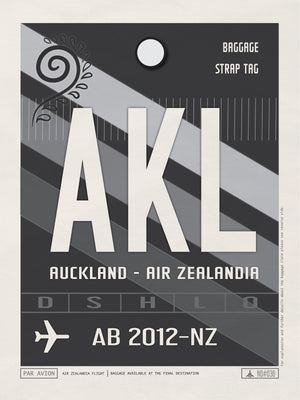 Auckland, New Zealand - AKL Airport Code Poster