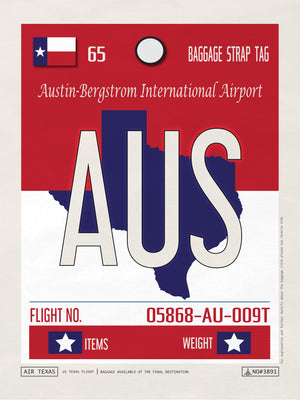 Austin, Texas USA - AUS Airport Code Poster