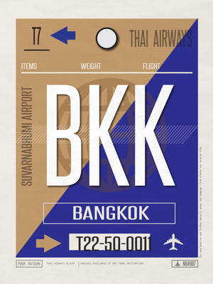 Bangkok, Thailand - BKK Airport Code Poster