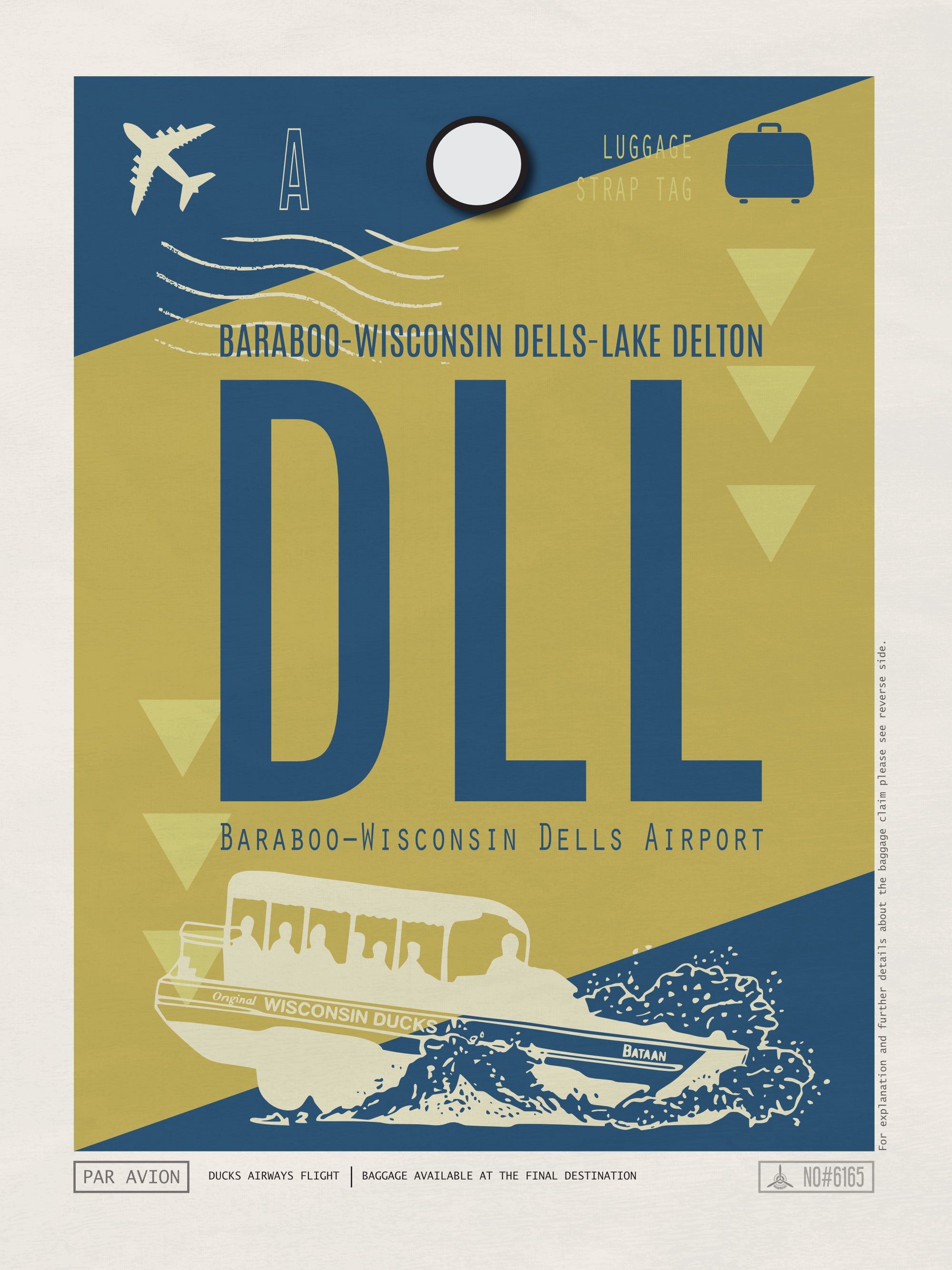Baraboo Wisconsin Dells, Wisconsin USA - DLL Airport Code Poster