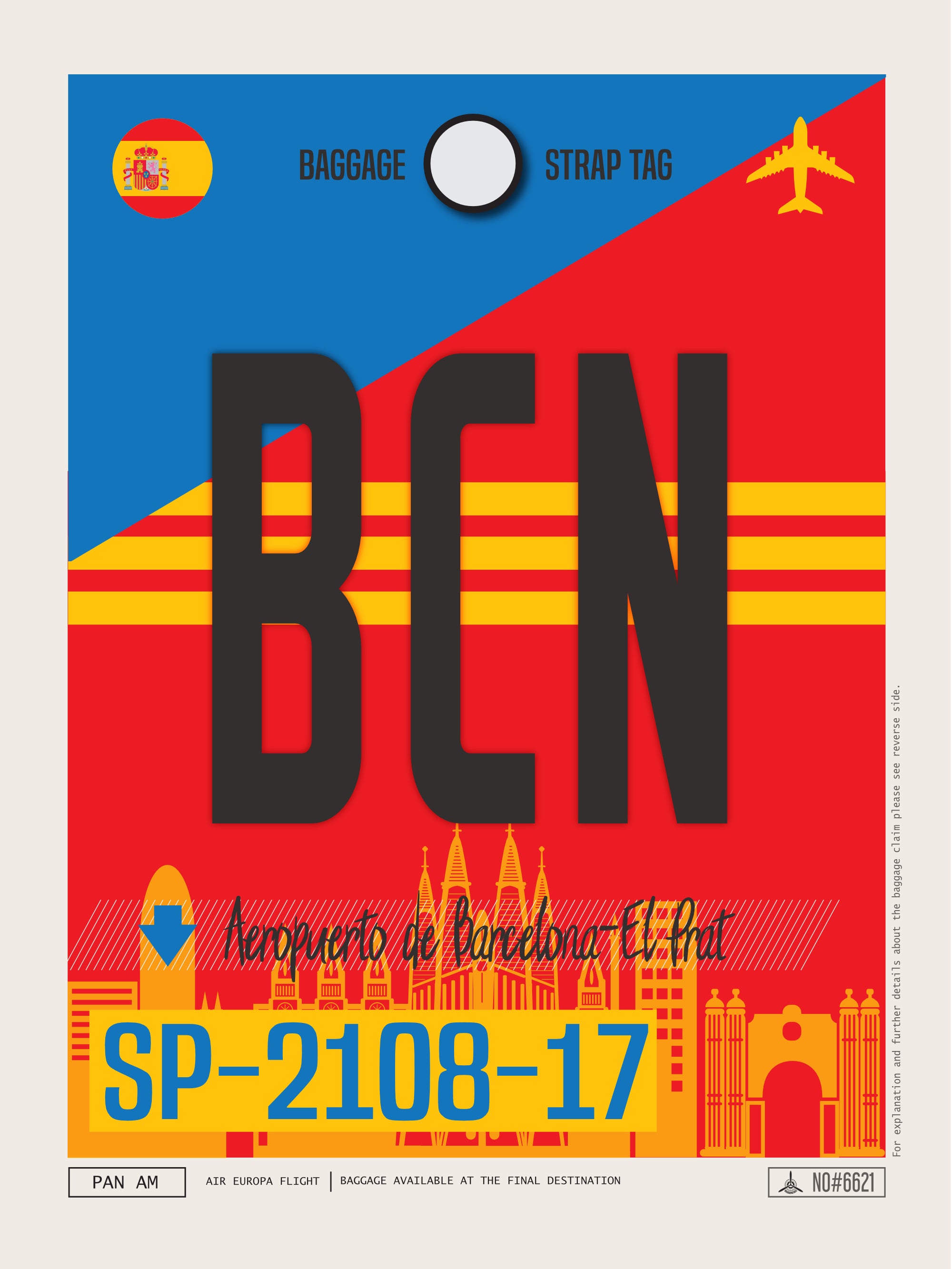 Barcelona, Spain - BCN Airport Code Poster
