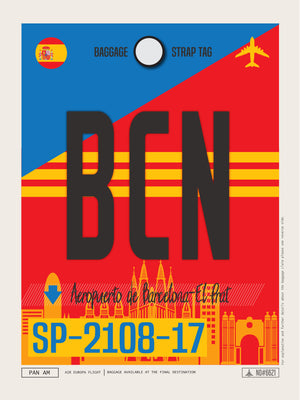 Barcelona, Spain - BCN Airport Code Poster