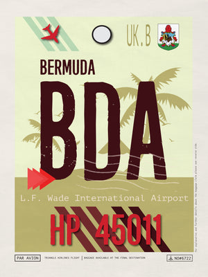 Hamilton, Bermuda - BDA Airport Code Poster
