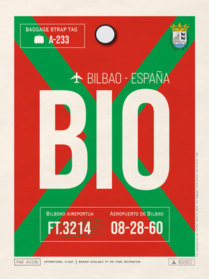 Bilbao, Spain - BIO Airport Code Poster