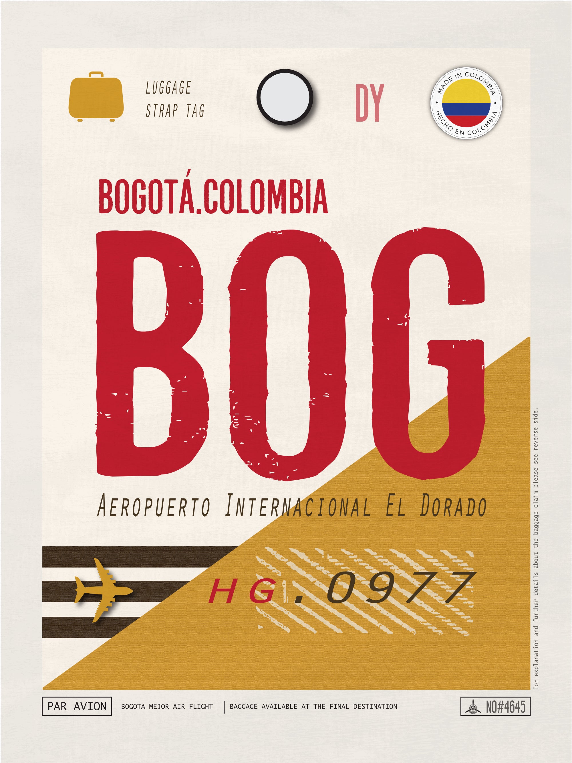 Bogota, Colombia - BOG Airport Code Poster
