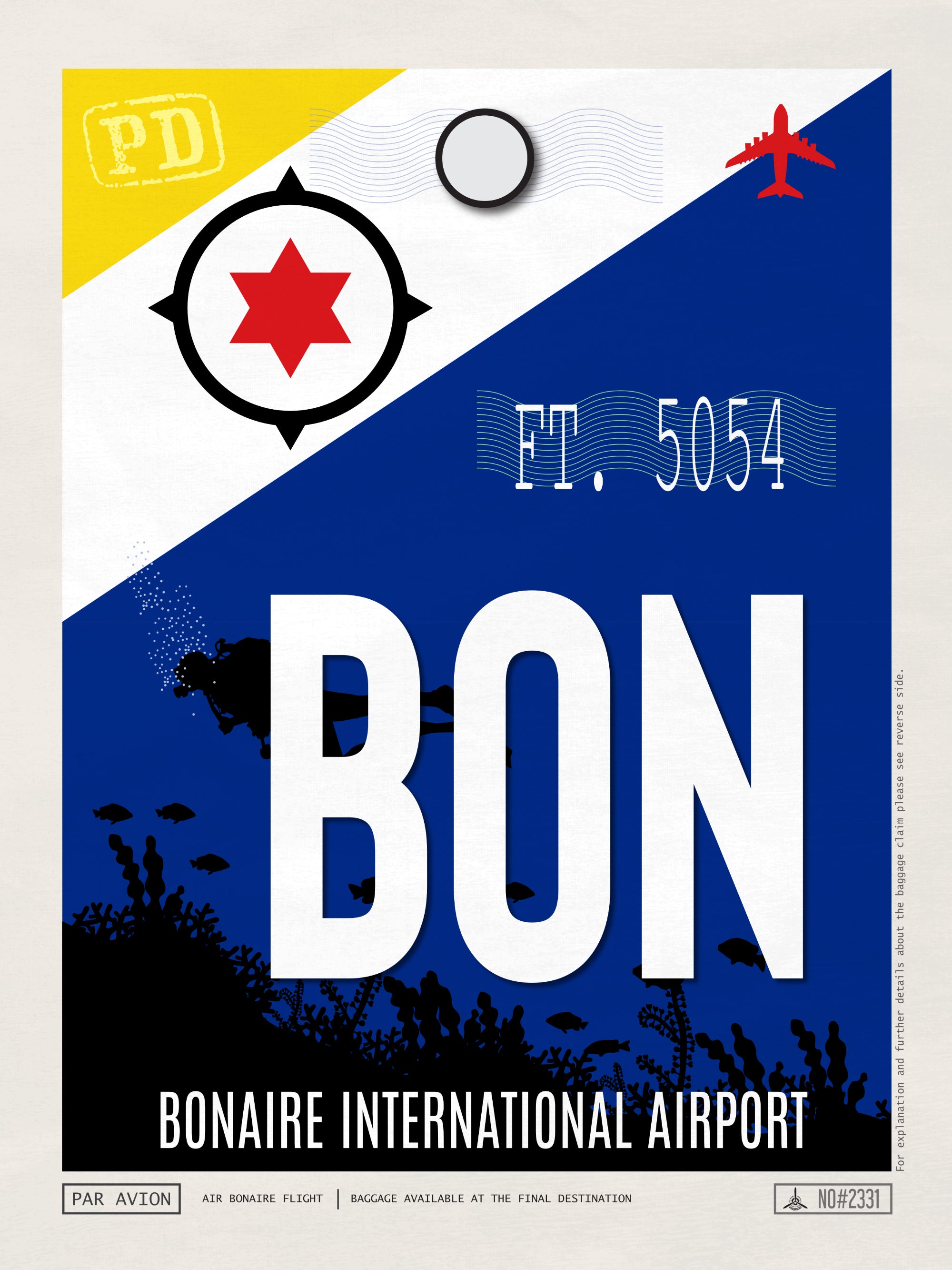 Bonaire, Caribbean - BON Airport Code Poster