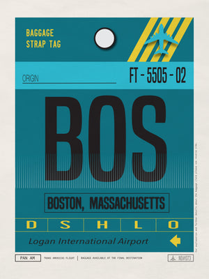 Boston, Massachusetts USA - BOS Airport Code Poster