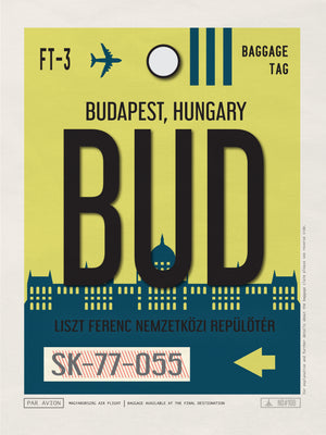 Budapest, Hungary - BUD Airport Code Poster