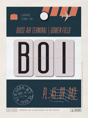 Boise, Idaho USA - BOI Airport Code Poster