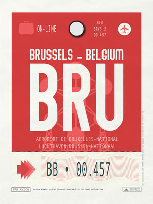 Brussels, Belgium - BRU Airport Code Poster