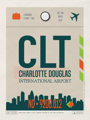 Charlotte, North Carolina - CLT Airport Code Poster