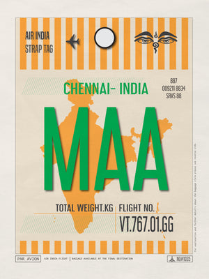 Chennai, India - MAA Airport Code Poster