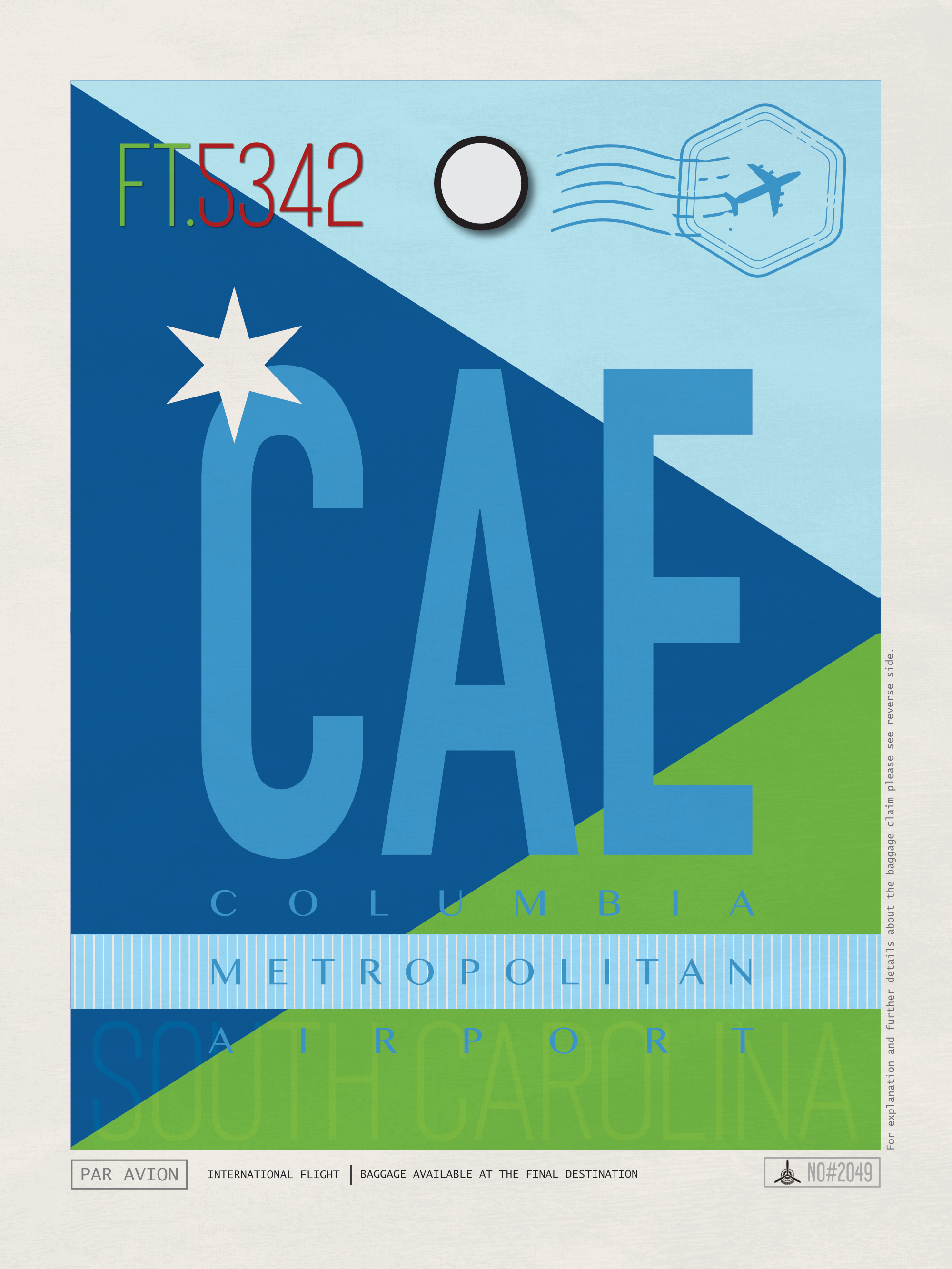 Columbia, South Carolina USA - CAE Airport Code Poster